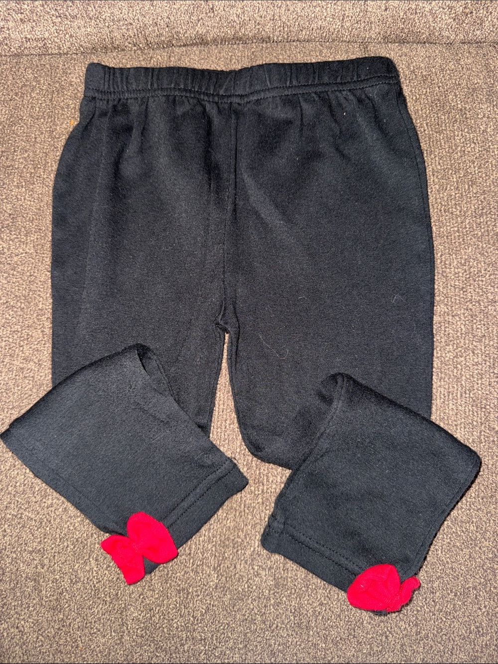 Fisher-Price Black Leggings with Red Bow Cuff Accents